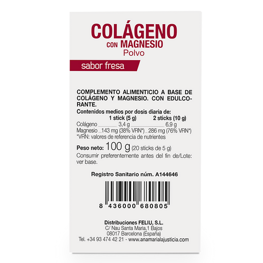 Colágeno con Magnesio Sabor Fresa (20 sticks)